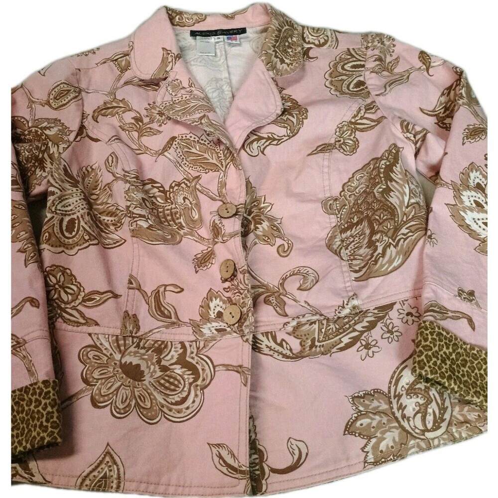 Alexis & Avery Pink Floral Paisley Blazer Jacket Small Cotton Made in USA - Picture 14 of 15